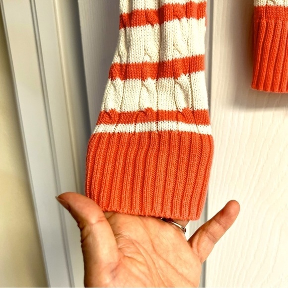 LILLY PULITZER Y2K Cable Knit Crew Neck Coral Striped Cotton Sweater Size S - Picture 4 of 10